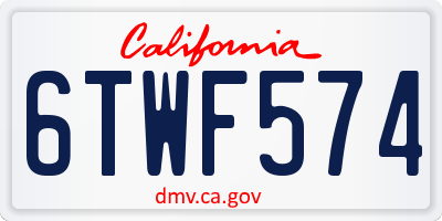 CA license plate 6TWF574