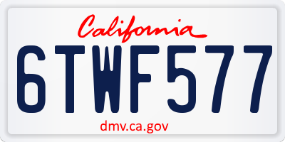 CA license plate 6TWF577