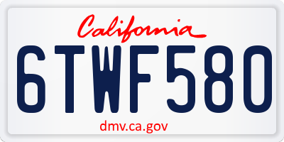 CA license plate 6TWF580