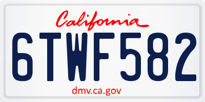CA license plate 6TWF582