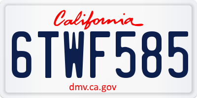 CA license plate 6TWF585