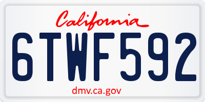CA license plate 6TWF592