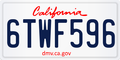 CA license plate 6TWF596