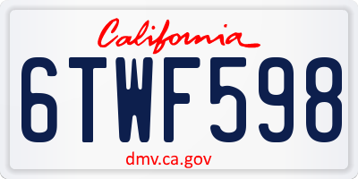 CA license plate 6TWF598