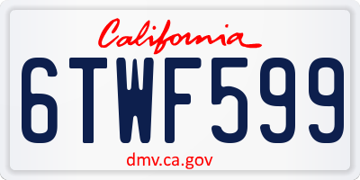 CA license plate 6TWF599