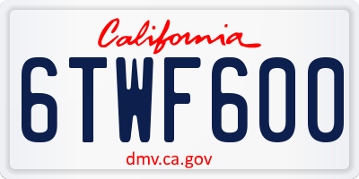 CA license plate 6TWF600