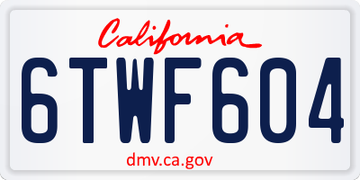 CA license plate 6TWF604