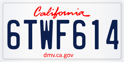 CA license plate 6TWF614