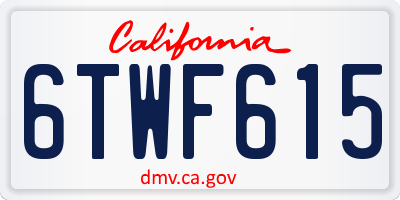 CA license plate 6TWF615