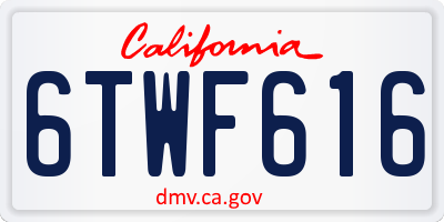 CA license plate 6TWF616