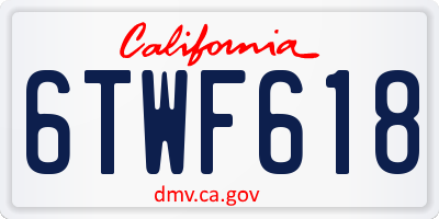 CA license plate 6TWF618