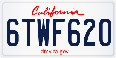 CA license plate 6TWF620