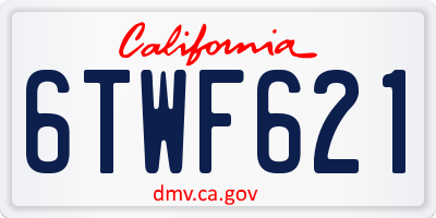 CA license plate 6TWF621