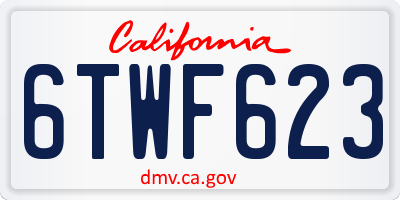 CA license plate 6TWF623