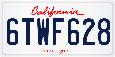 CA license plate 6TWF628