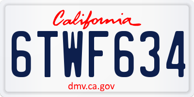 CA license plate 6TWF634
