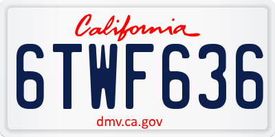 CA license plate 6TWF636
