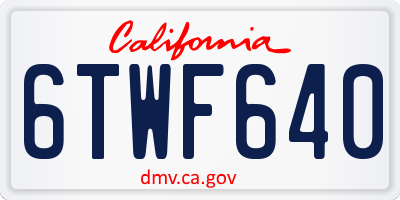 CA license plate 6TWF640