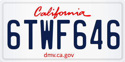 CA license plate 6TWF646