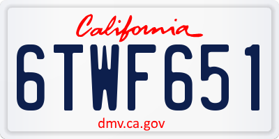 CA license plate 6TWF651