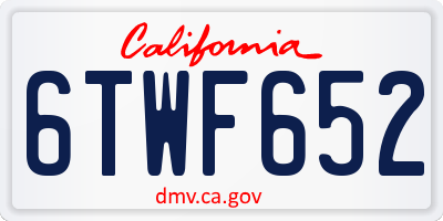 CA license plate 6TWF652