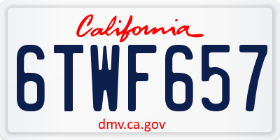 CA license plate 6TWF657
