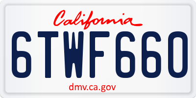 CA license plate 6TWF660