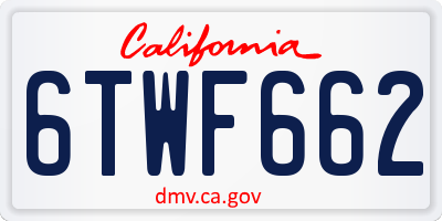 CA license plate 6TWF662