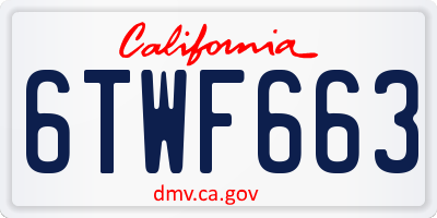 CA license plate 6TWF663