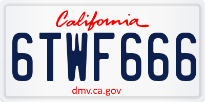 CA license plate 6TWF666