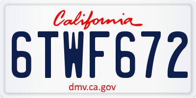 CA license plate 6TWF672