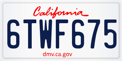 CA license plate 6TWF675