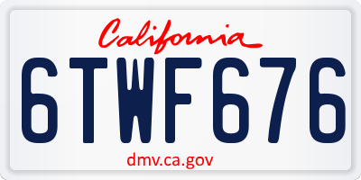 CA license plate 6TWF676