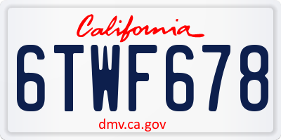 CA license plate 6TWF678