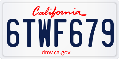 CA license plate 6TWF679