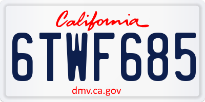 CA license plate 6TWF685