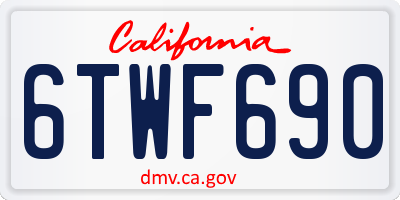 CA license plate 6TWF690