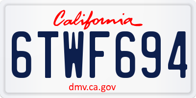 CA license plate 6TWF694