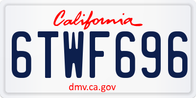 CA license plate 6TWF696