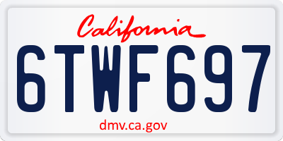 CA license plate 6TWF697