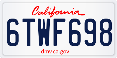 CA license plate 6TWF698
