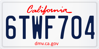 CA license plate 6TWF704