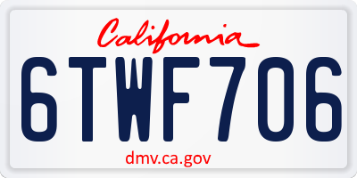 CA license plate 6TWF706