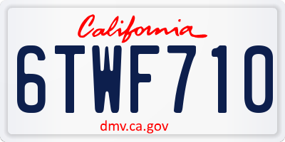 CA license plate 6TWF710