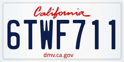 CA license plate 6TWF711
