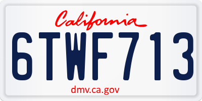 CA license plate 6TWF713