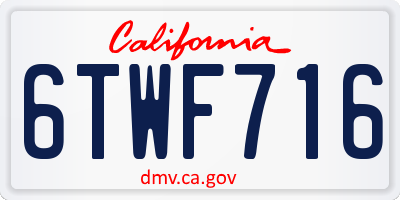 CA license plate 6TWF716