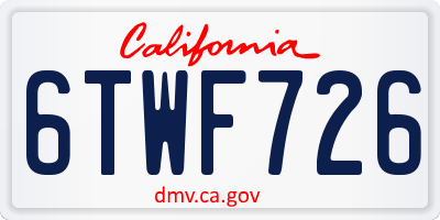 CA license plate 6TWF726