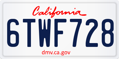 CA license plate 6TWF728