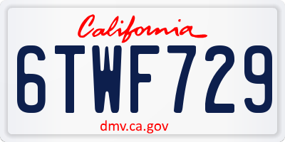CA license plate 6TWF729